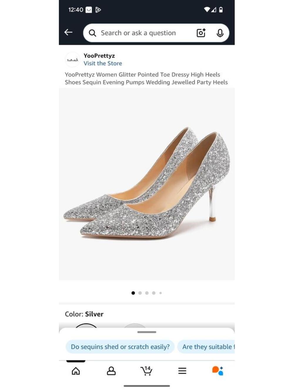 YooPrettyz Women Glitter Pointed Toe Dressy High Heels Shoes Sequin Evening